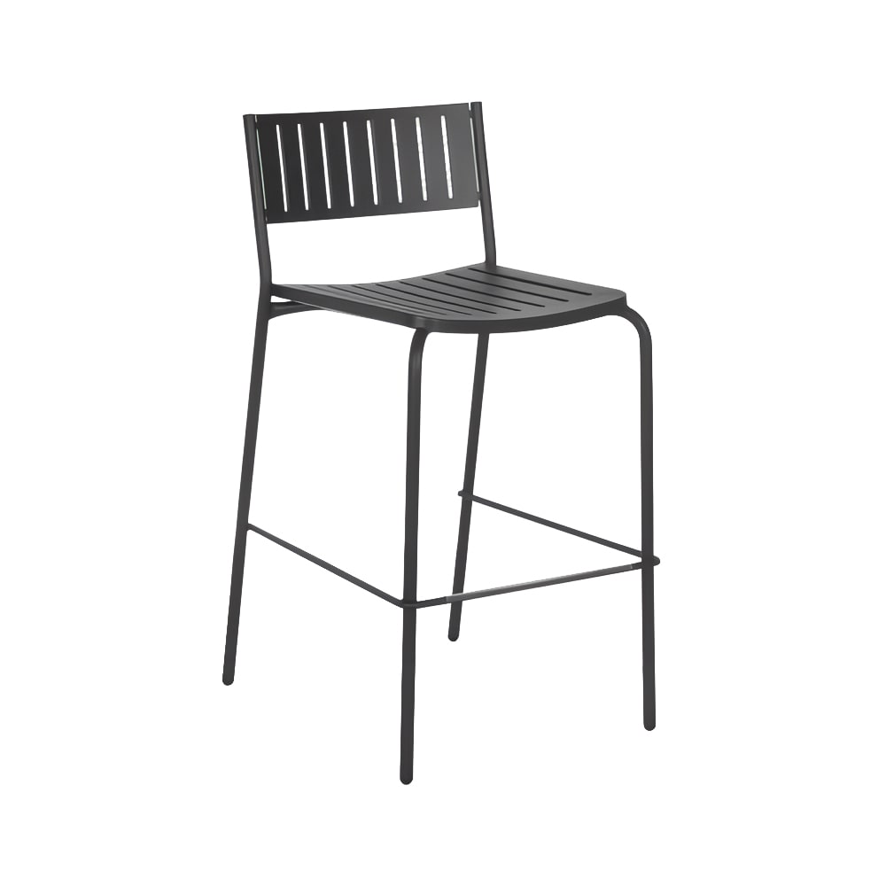 185-148ABLACK 40 1/2" Bridge Barstool w/ Slat Back & Seat - Steel, Black