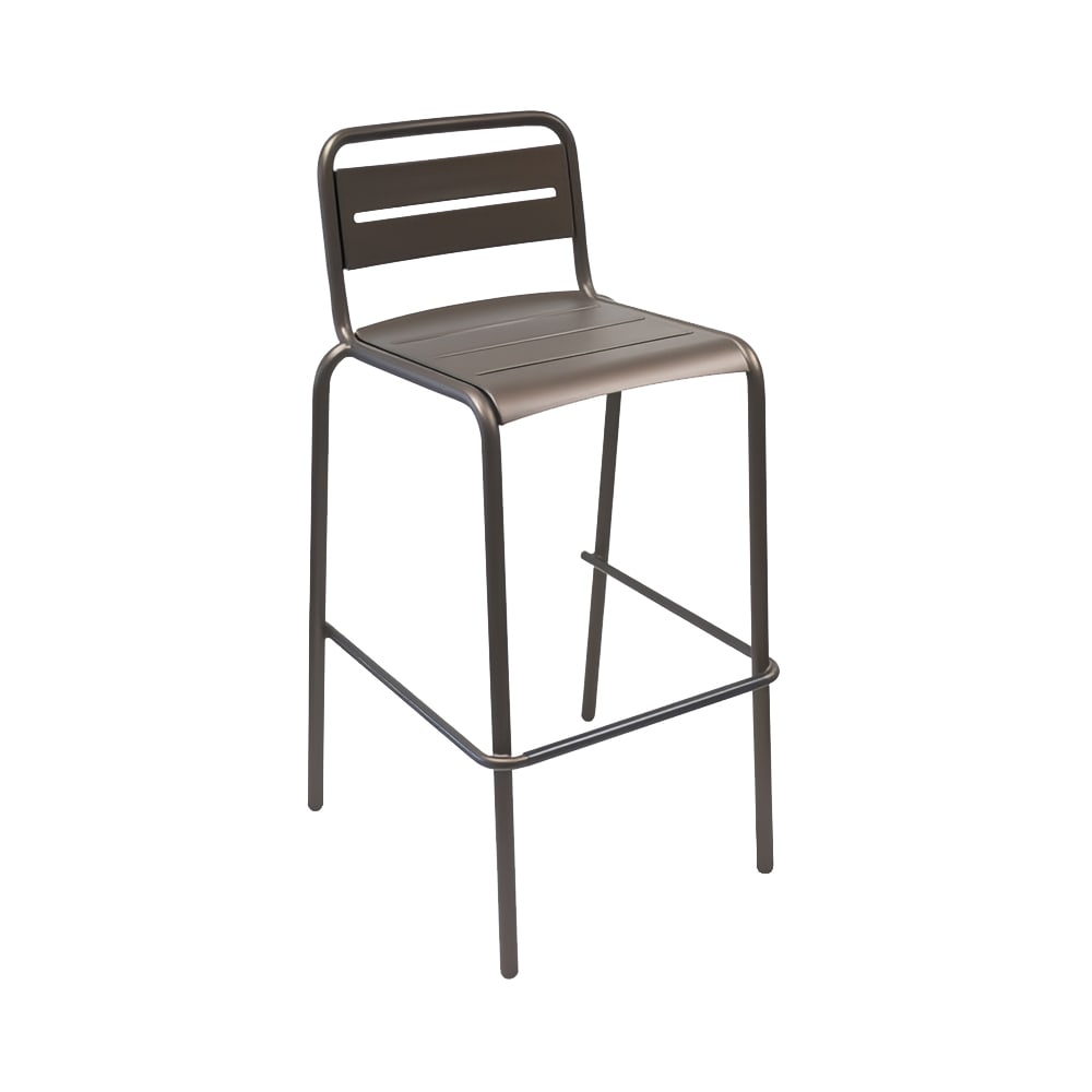185-164ABRONZE Stacking Bar Stool w/ Steel Slat Back & Steel Seat, Bronze