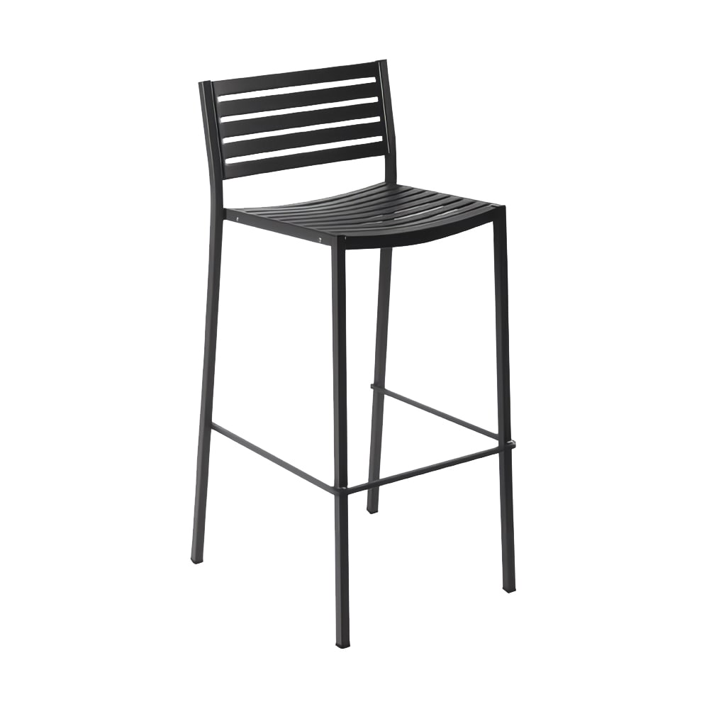 185-264AIRON Stacking Bar Stool w/ Steel Slat Back & Steel Seat, Iron