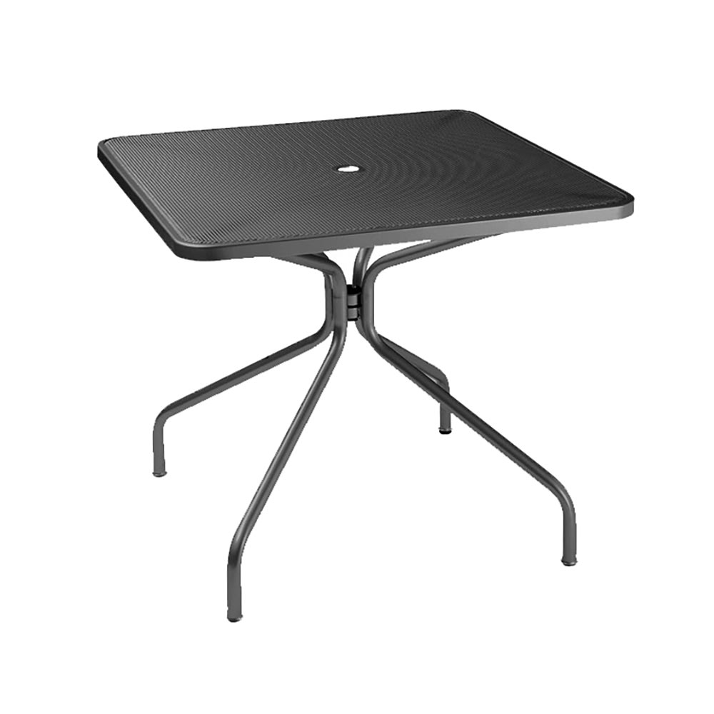 185-802BLACK 36" Square Cambi Indoor/Outdoor Table w/ Umbrella Hole - Steel, Antique Black