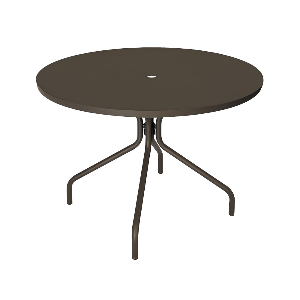 185-823BRONZE 36" Round Indoor/Outdoor Table w/ Umbrella Hole - Steel, Antique Bronze