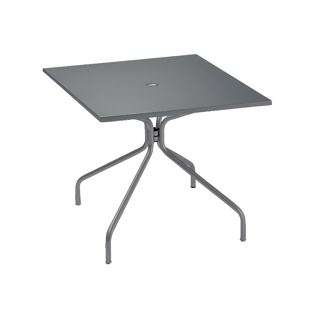 185-829AIRON 32" Square Indoor/Outdoor Table w/ Umbrella Hole - Steel, Antique Iron