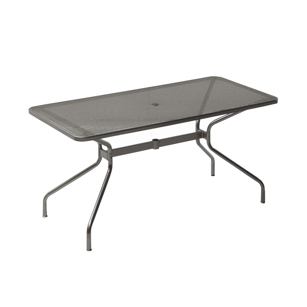 185-807ABRONZE Rectangular Indoor/Outdoor Drink Table w/ Umbrella Hole - 48" x 32", Ste...