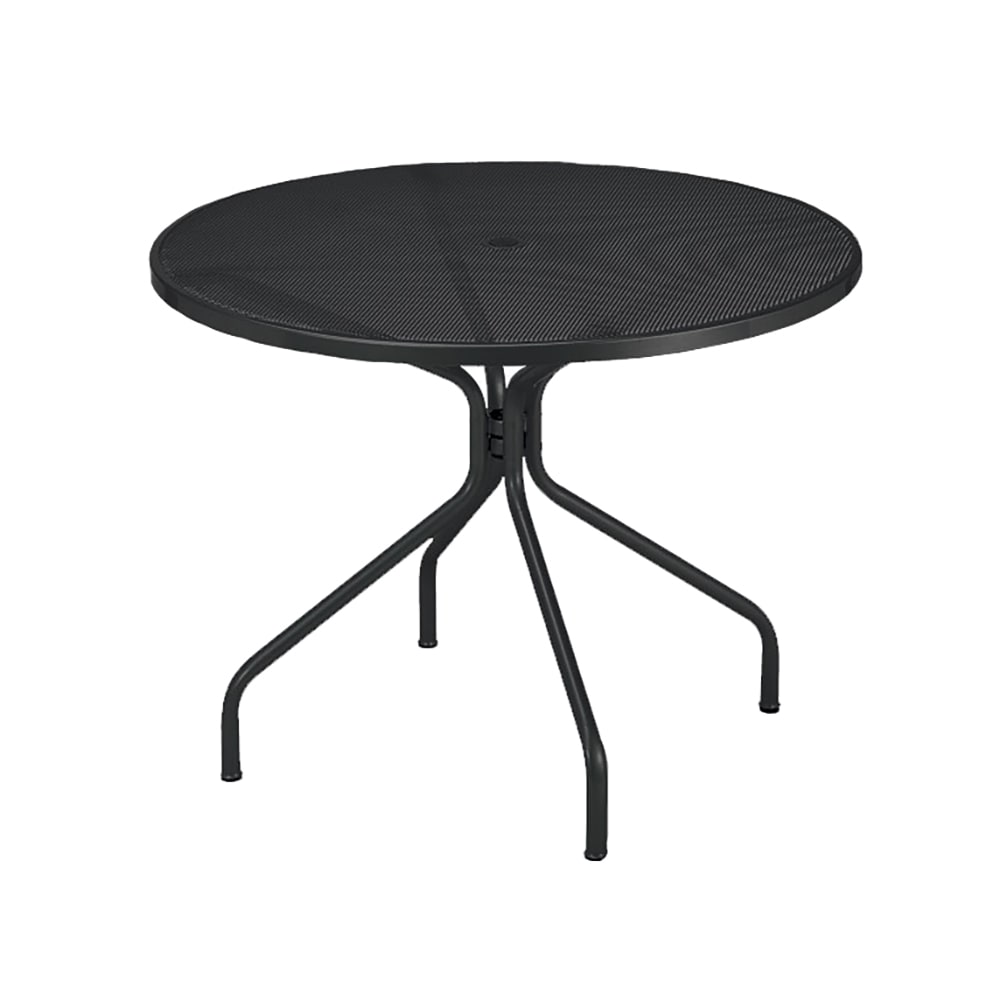 185-813BLACK 36" Round Cambi Indoor/Outdoor Table w/ Umbrella Hole - Steel, Antique Black