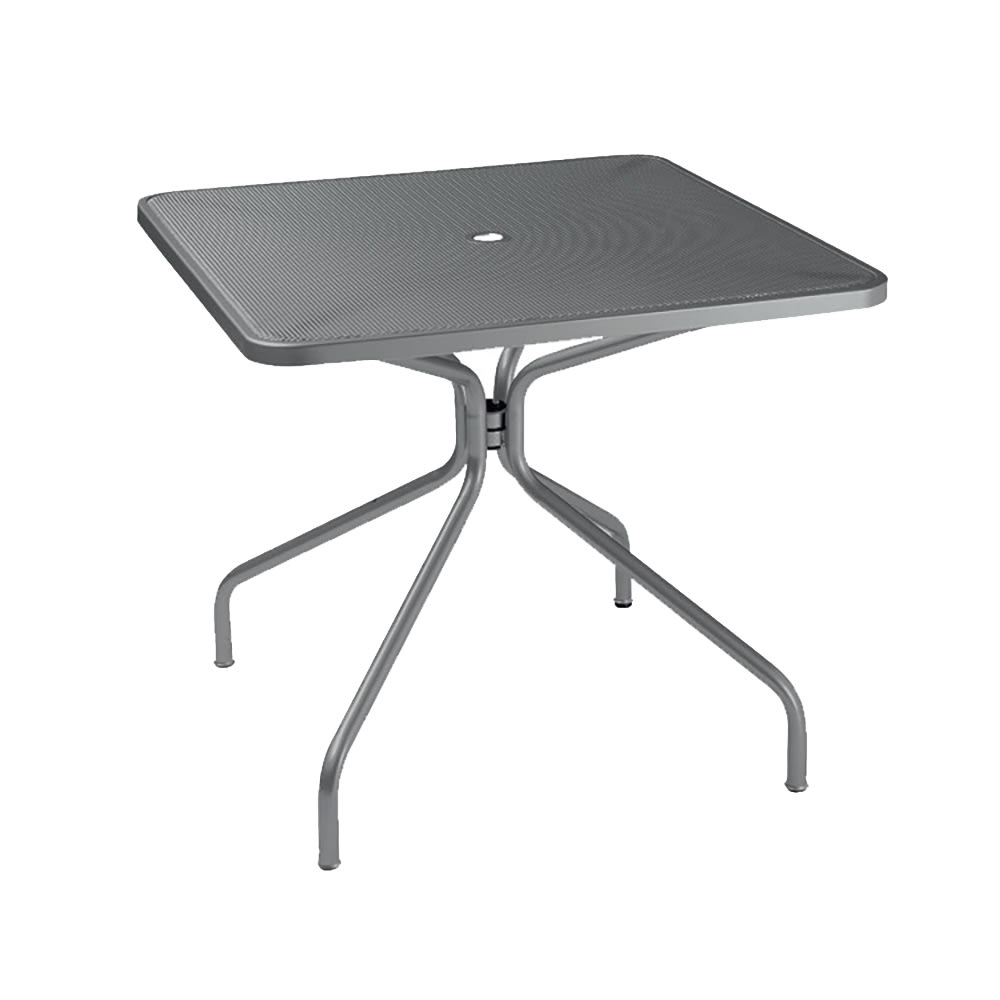 185-801AIRON 32" Square Cambi Indoor/Outdoor Table w/ Umbrella Hole - Steel, Antique Iron