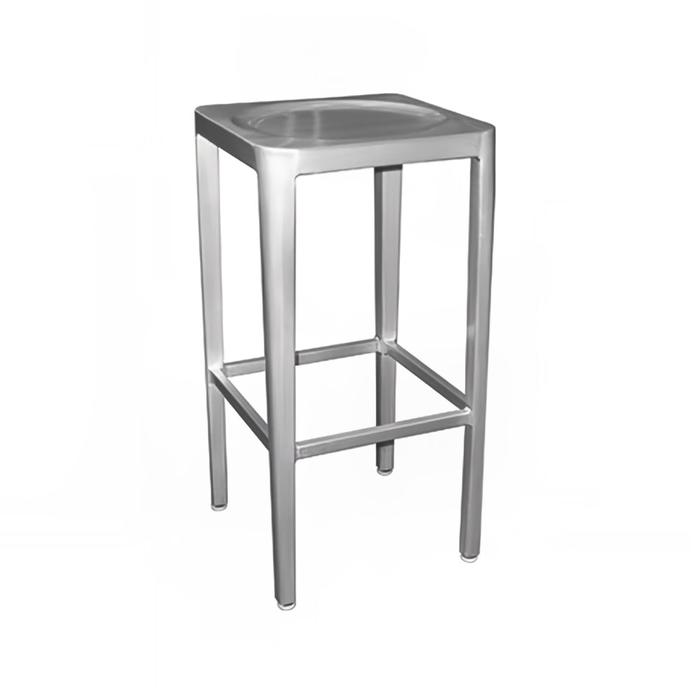 185-1206 Backless Bar Stool w/ Metal Seat, Brushed Aluminum