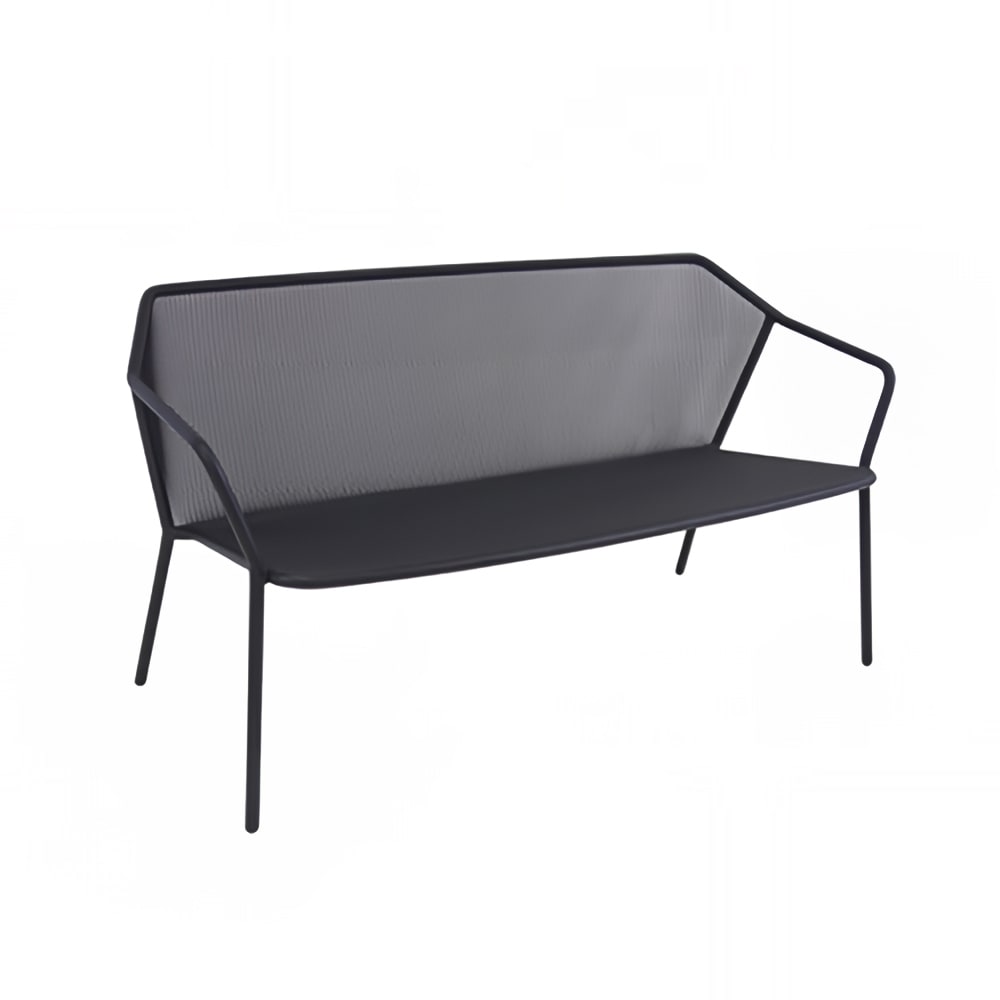 185-52724 55" Outdoor Loveseat w/ Steel Mesh Back & Seat - Steel Frame, Black