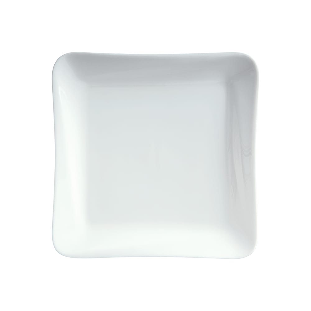 057-707101 9 7/8" Square Slant Embossed Plate - Ceramic, White