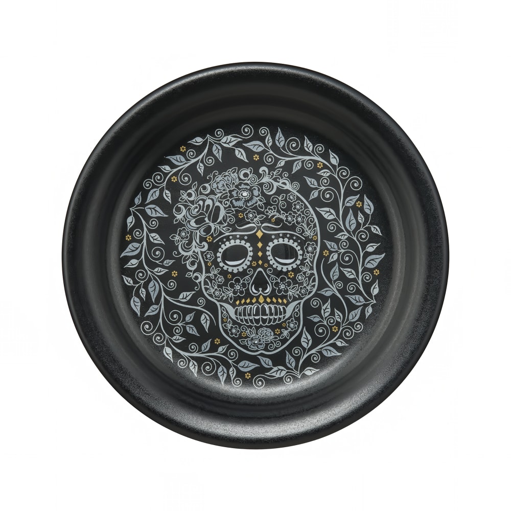 179-146141590 6 5/8" Round Fiesta® Skull and Vine Plate - China, Black