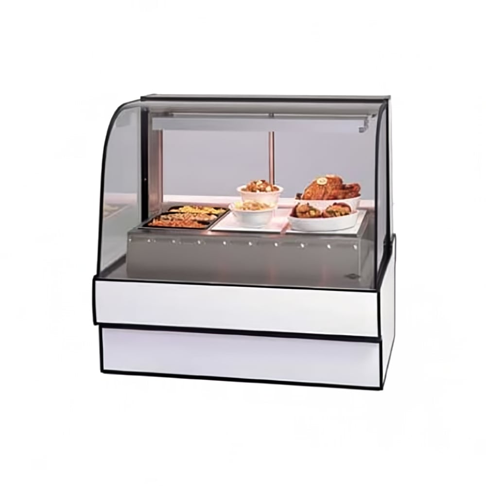 204-CG7748HDBLK 77.13" Full Service Hot Food Display - Curved Glass, 120v, Black