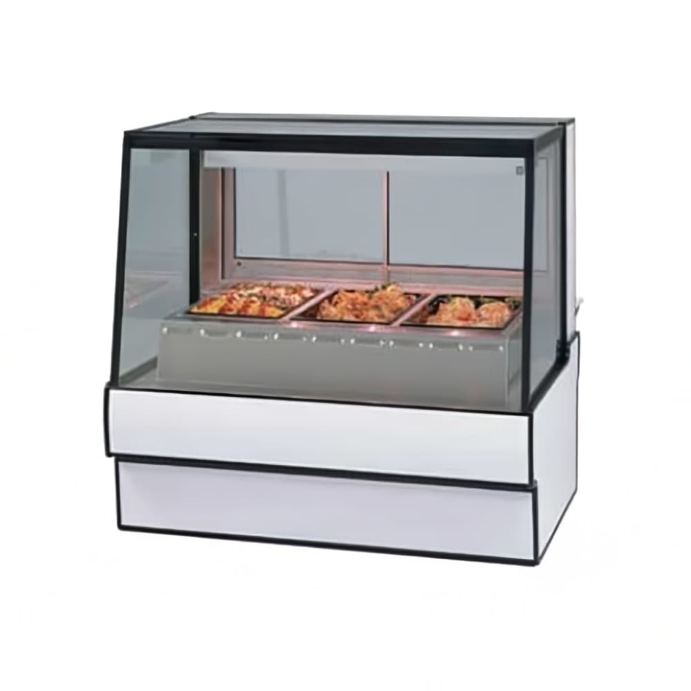204-SG7748HDBLK 77.13" Full Service Hot Food Display - Straight Glass, 120v, Black