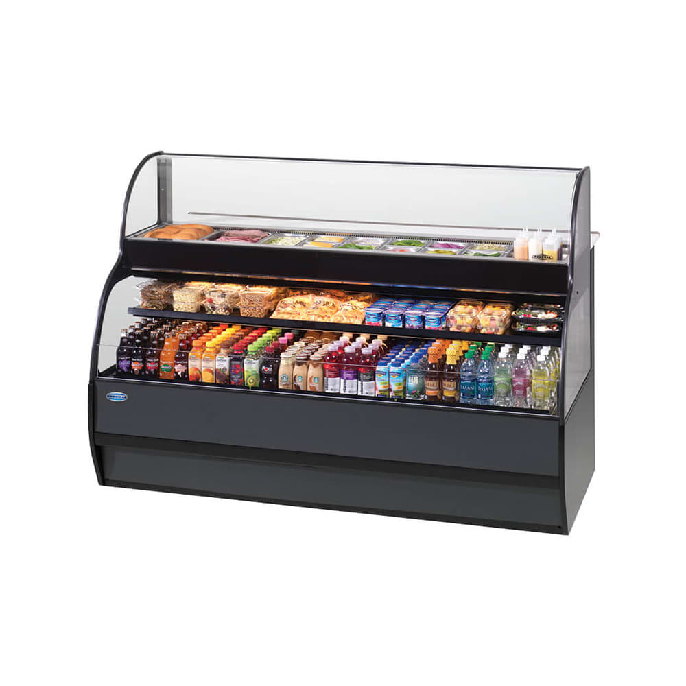 204-SSRSP5952 59" Horizontal Open Air Cooler & Prep Table w/ (3) Levels, 230v/1ph
