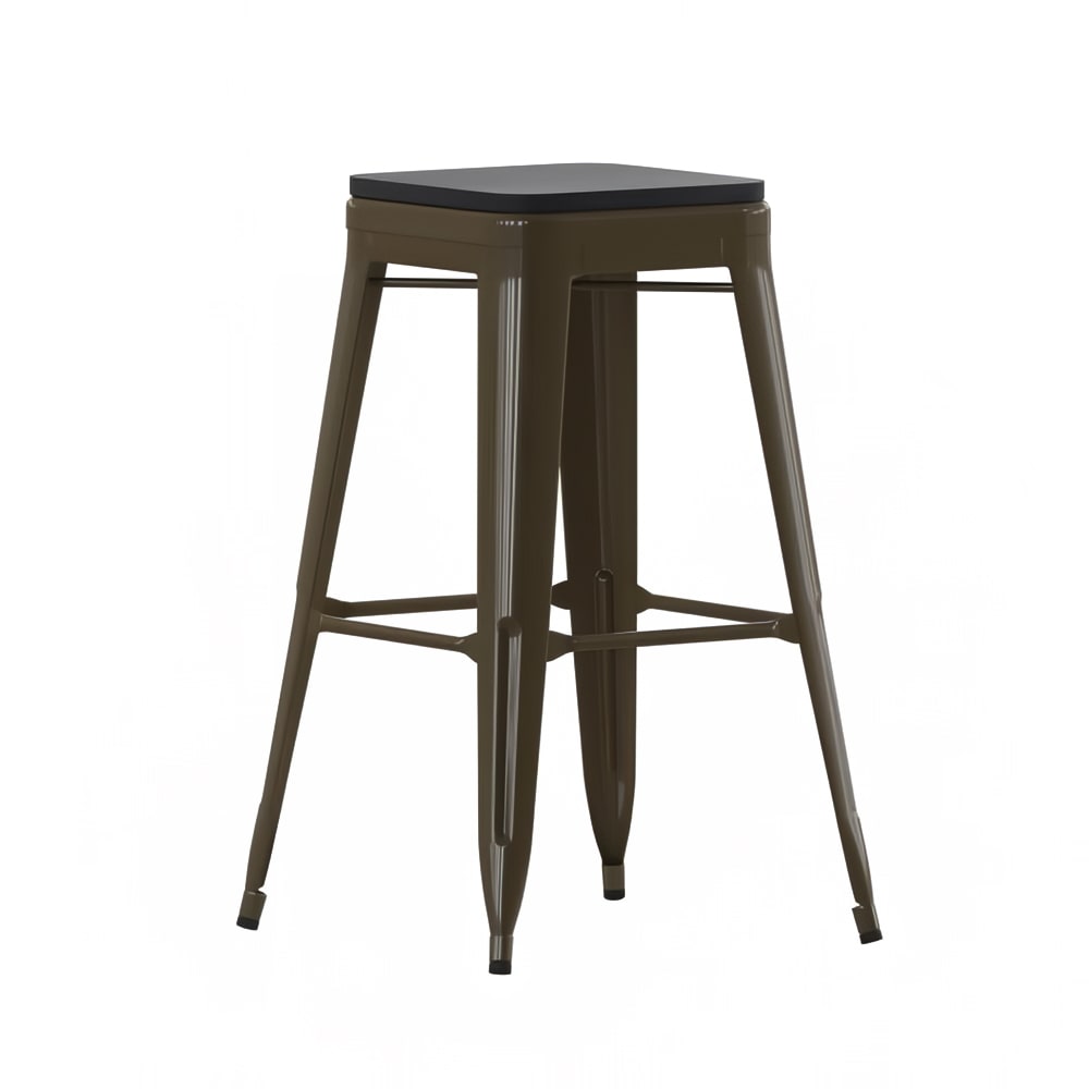 Flash Furniture 4-ET-31320-30-GN-R-PL2B-GG Backless Barstool w/ Resin Seat, Gray