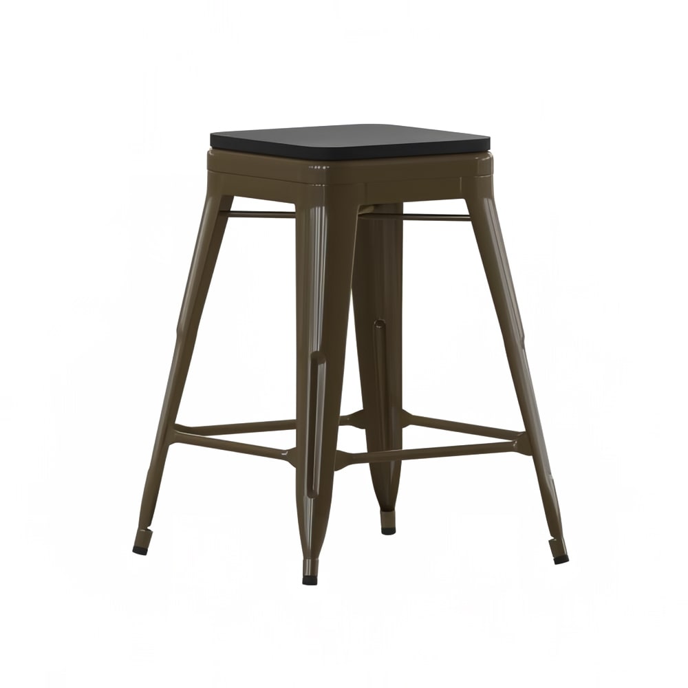 916-4ET3132024GNRPL Backless Barstool w/ Resin Seat, Gray