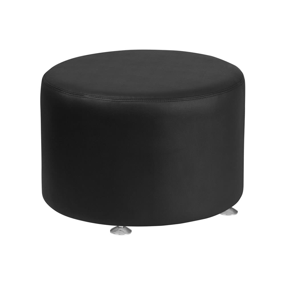 916-803RD24BK 24" Round Ottoman - 16 1/2"H, Black LeatherSoft Upholstery