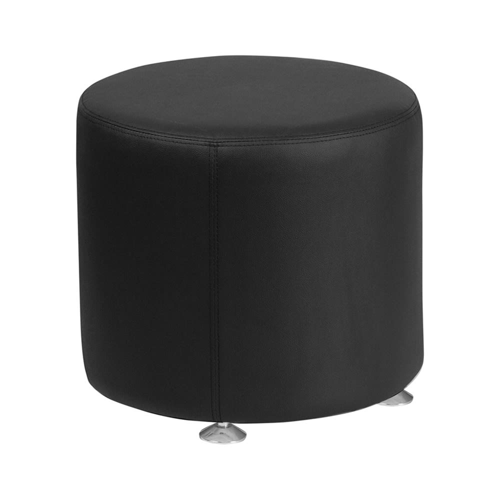 916-803RD18BK 18" Round Ottoman - 16 1/2"H, Black LeatherSoft Upholstery