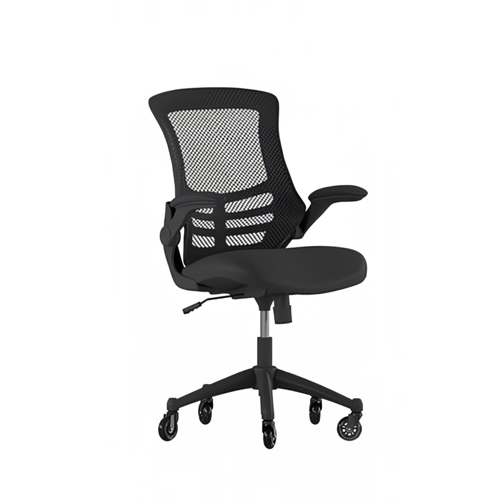 916-BLX5MBKRLBGG Swivel Office Chair w/ Mid Back & Roller Wheels - Black Mesh Back & Seat