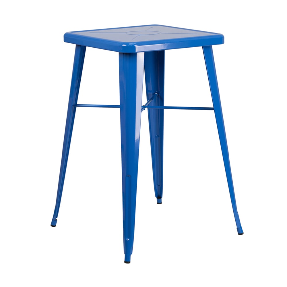 916-CH31330BL 23 3/4" Square Bar Height Table - Blue Steel Top, Steel Base