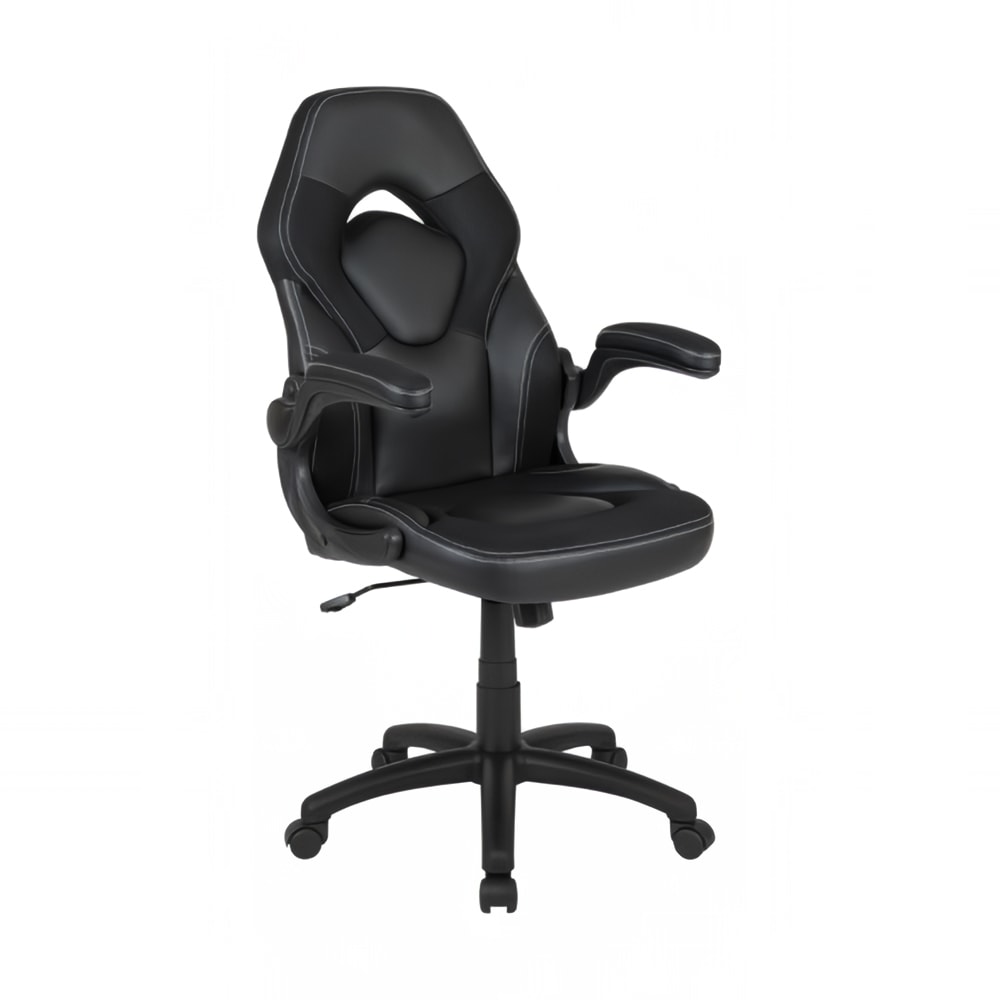 916-CH00095BK Swivel Gaming Chair w/ Black LeatherSoft Back & Seat - Black Base w/ Casters
