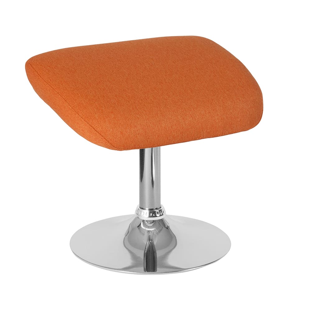 Flash Furniture CH-162430-O-OR-FAB-GG Ottoman w/ Round Chrome Base - 19 1/2"W x 15"D x 17 1/2"H, Orange Fabric