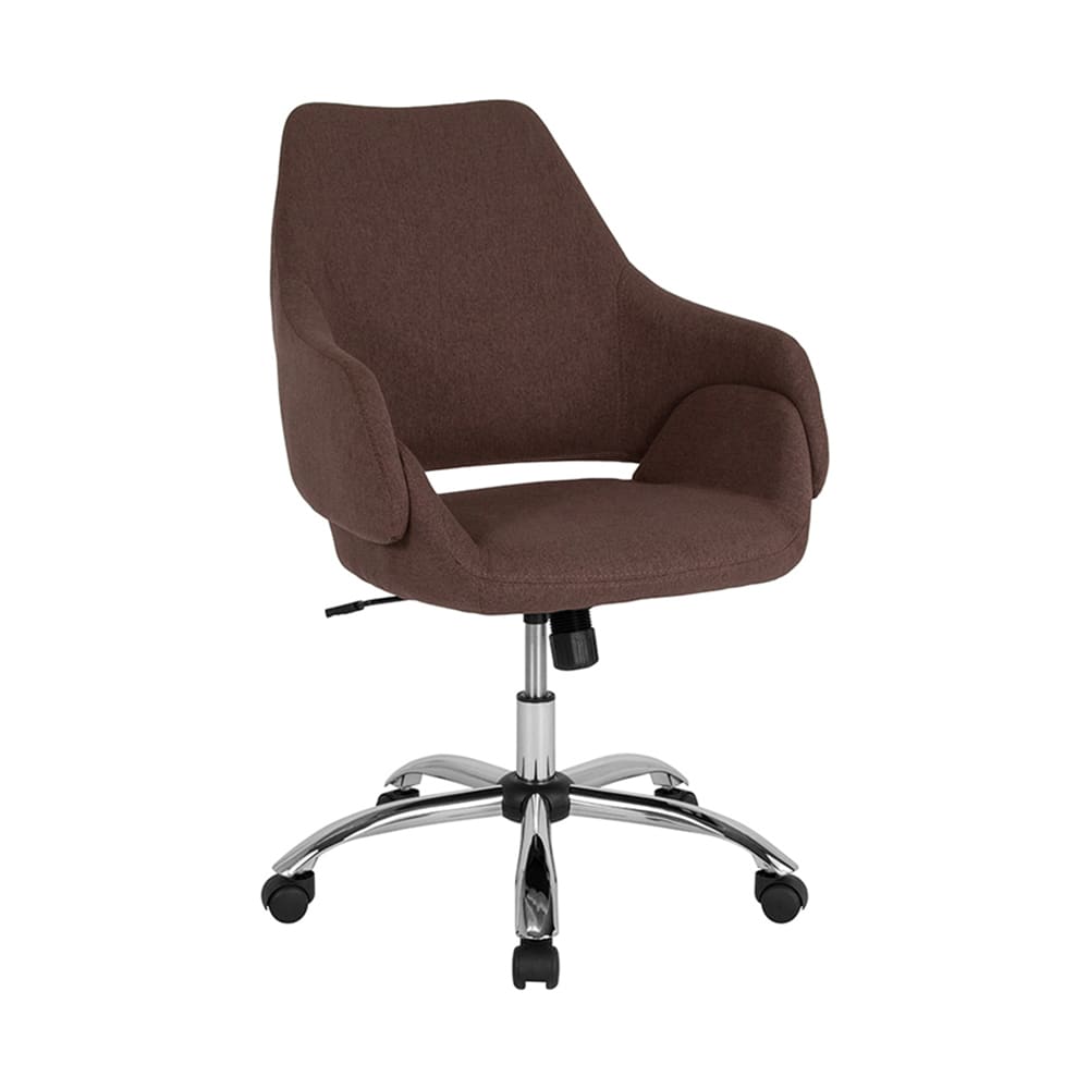 Flash Furniture CH-177280-BR-F-GG Swivel Office Chair w/ Mid Back - Brown Fabric Upholstery