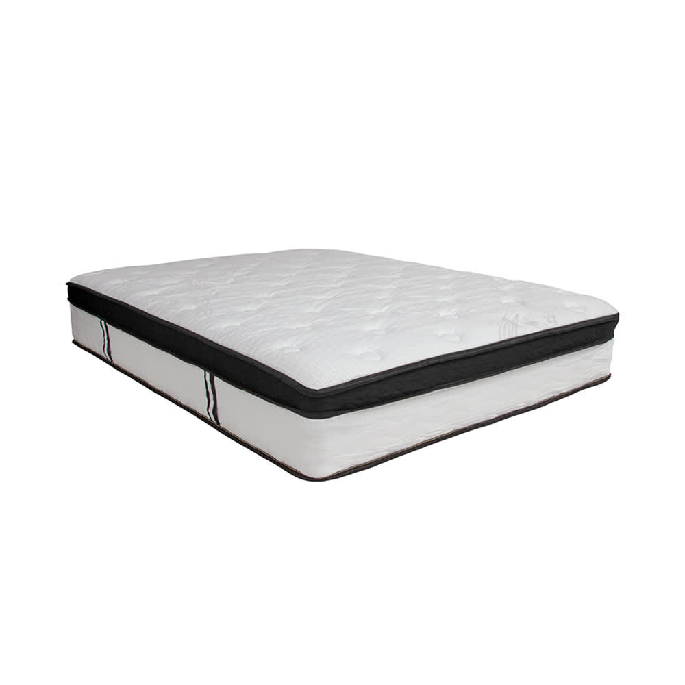 916-CLBT33PMR12MQGG Queen Size Spring Mattress w/ Memory Foam Padding - 12"H, White