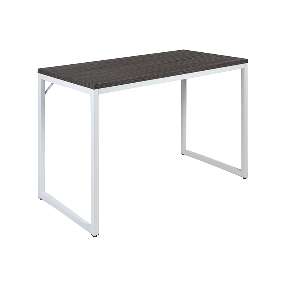 916-GCGF156W14GRYGG Office Desk w/ Rustic Gray Laminate Top & White Steel Frame - 55"W x...
