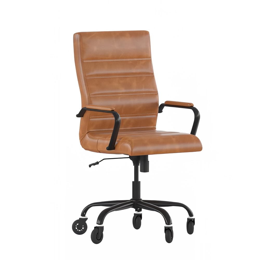 916-GO2286HBRBKRLBGG Swivel Office Chair w/ High Back - Brown LeatherSoft Upholstery, Black