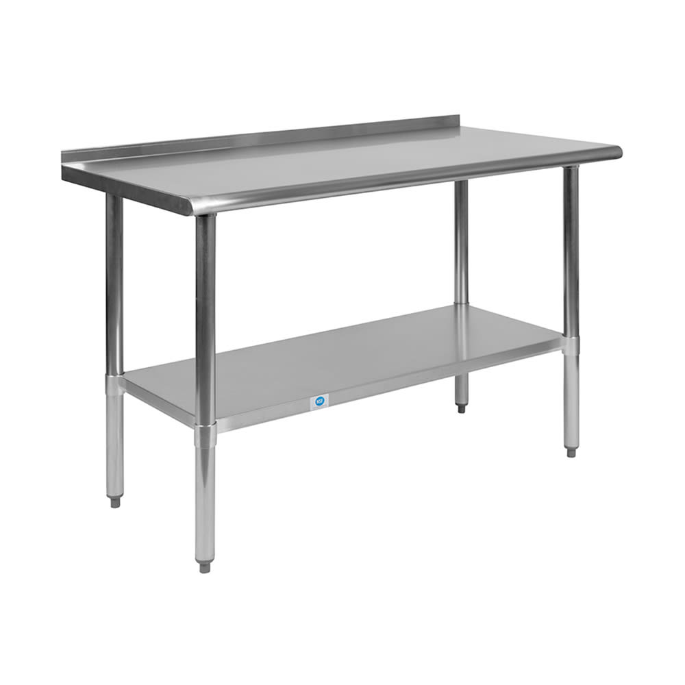 916-NHWT2448BSPGG 48" 18 ga Work Table w/ Undershelf & 430 Series Stainless Flat Top, 1...