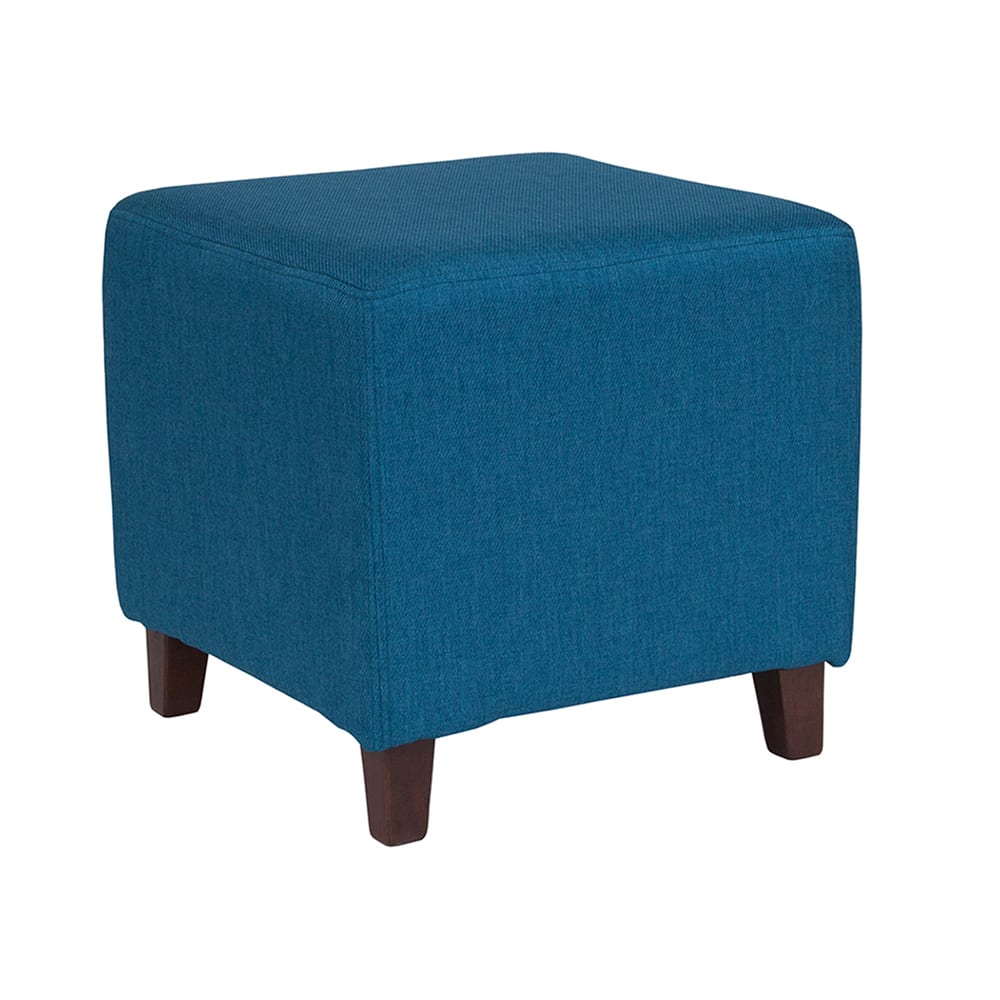 Flash Furniture QY-S09-BLU-GG 16" Square Ottoman/Pouf w/ Blue Fabric Upholstery & Wood Grain Plastic Feet