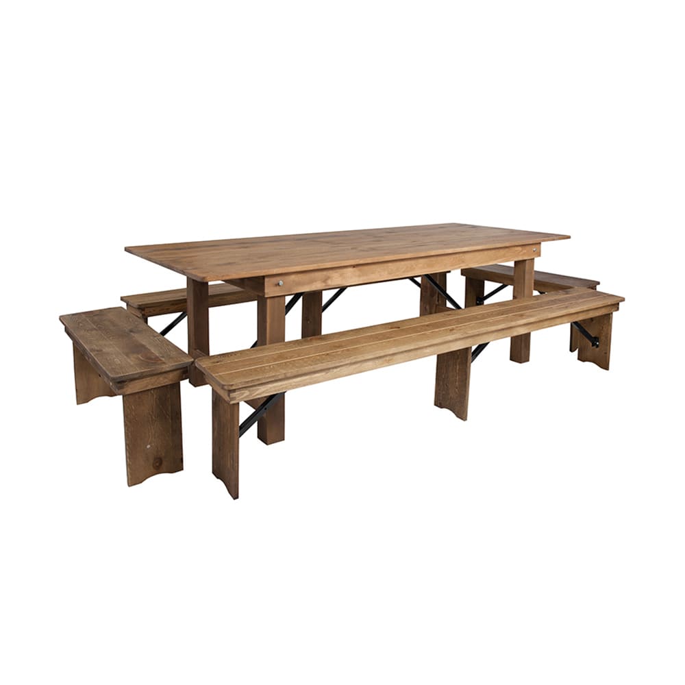 916-XAFA5 Rectangular Folding Farm Table & 96"W x 40"D x 30"H, Plank Top, Soli...