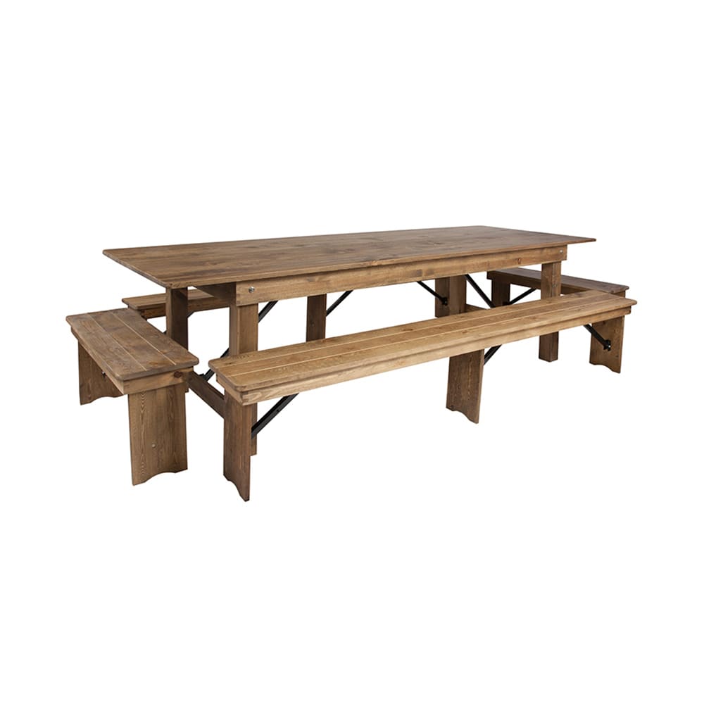 916-XAFA7 Rectangular Folding Farm Table & 108"W x 40"D x 30"H, Plank Top, Sol...