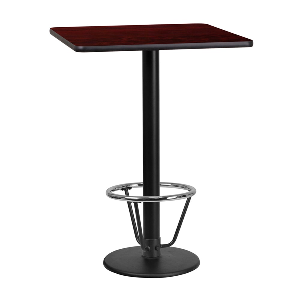 916-XM2424TR18B3CFR 24" Square Bar Height Table - Mahogany Laminate Top, Cast Iron Base