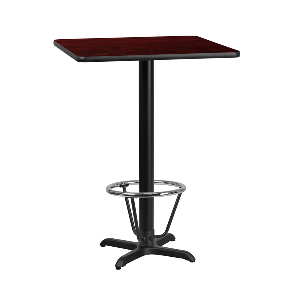916-XM2424T2222B3CFR 24" Square Bar Height Table - Mahogany Laminate Top, Cast Iron Base