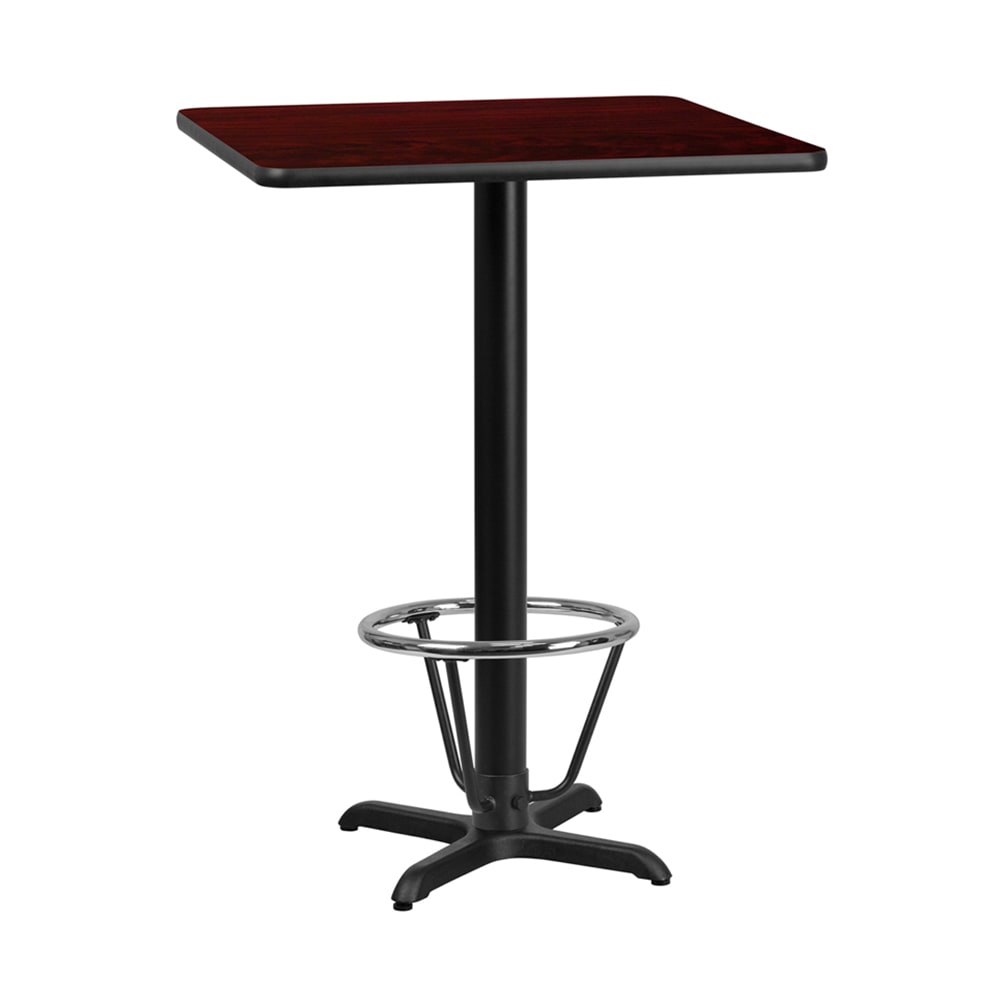 916-XM3030T2222B3CFR 30" Square Bar Height Table - Mahogany Laminate Top, Cast Iron Base