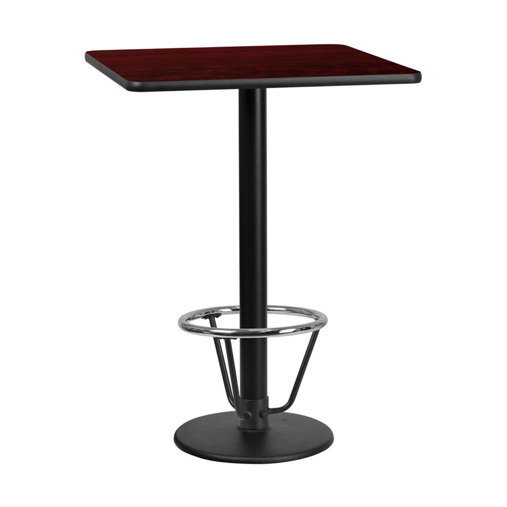 916-XM3030TR18B3CFR 30" Square Bar Height Table - Mahogany Laminate Top, Cast Iron Base