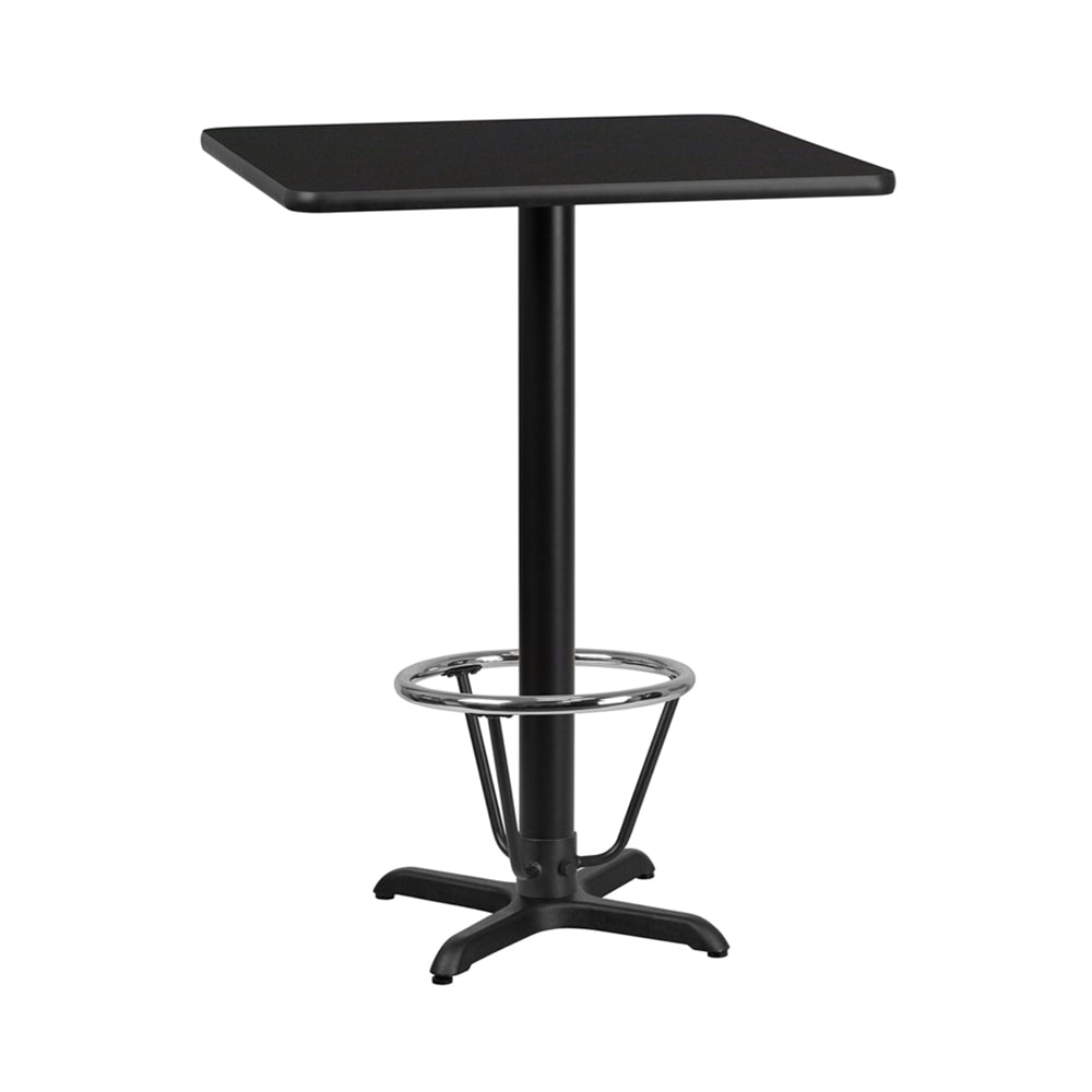 916-XB3030T2222B3CFR 30" Square Bar Height Table - Black Laminate Top, Cast Iron Base