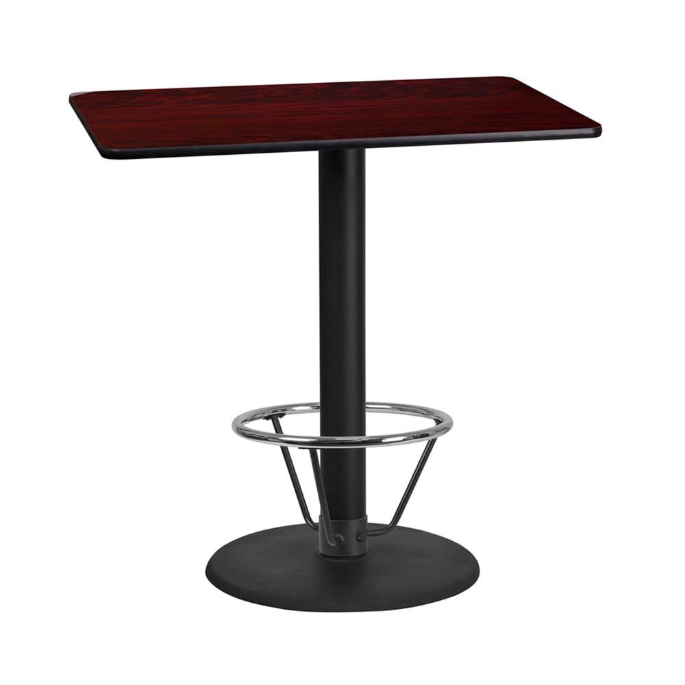 916-XM2442TR24B4CFR Rectangular Bar Height Table w/ Mahogany Laminate Top - 42"W x 24"D...