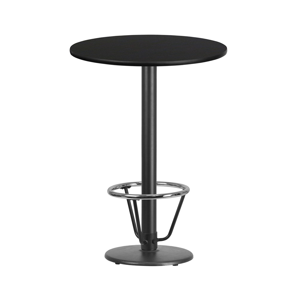 916-XR30BTR18B3CFR 30" Round Bar Height Table - Black Laminate Top, Cast Iron Base