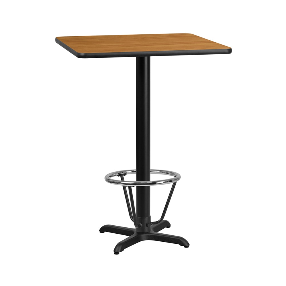 916-XN3030T2222B3CFR 30" Square Bar Height Table - Natural Laminate Top, Cast Iron Base