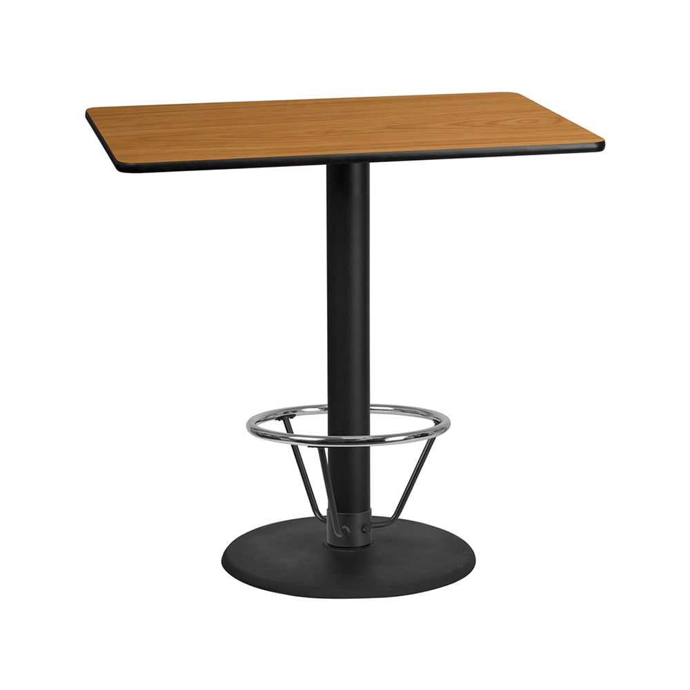 916-XN3048TR24B4CFR Rectangular Bar Height Table w/ Natural Laminate Top - 48"W x 30"D...