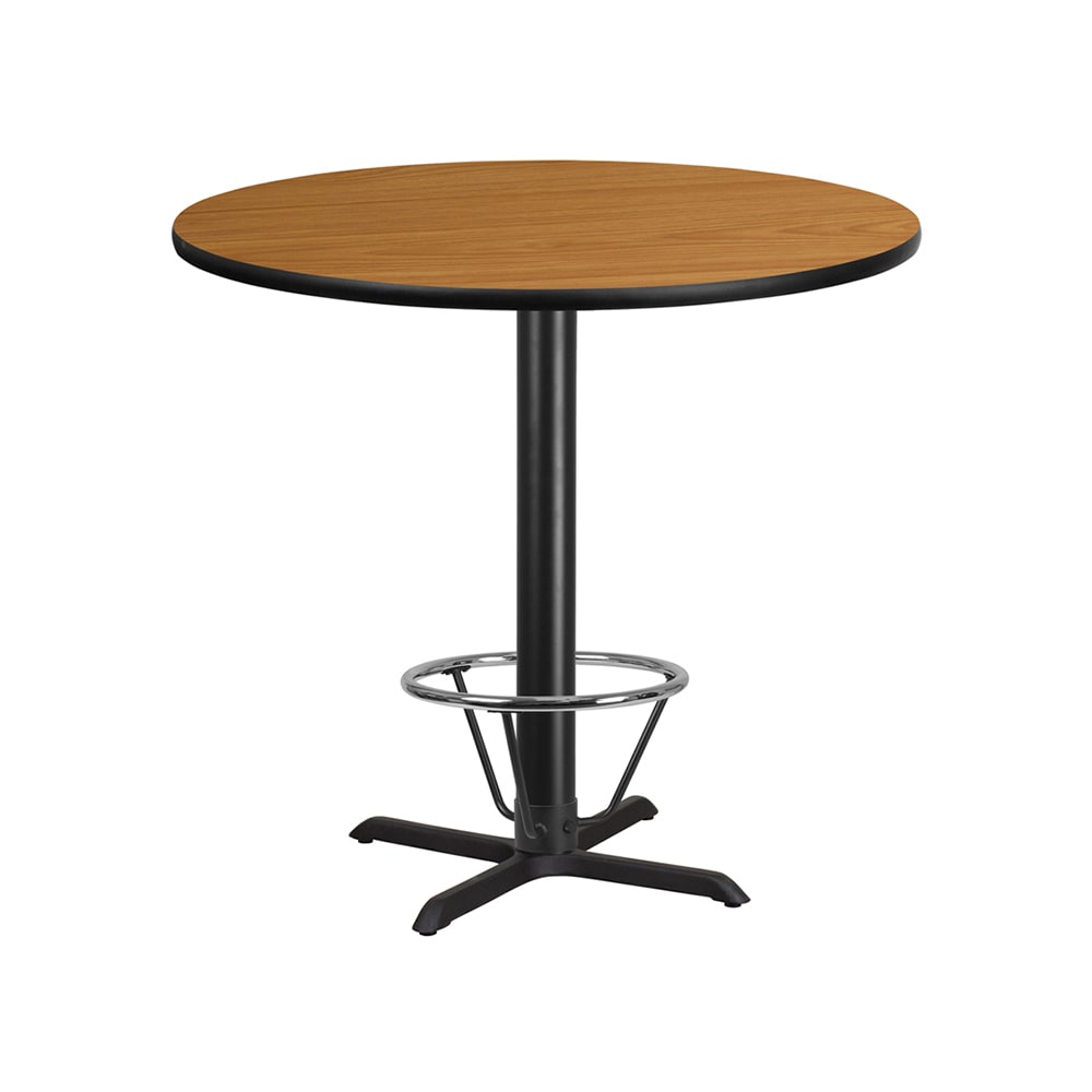 916-XR42NT3333B4CFR 42" Round Bar Height Table - Natural Laminate Top, Cast Iron Base