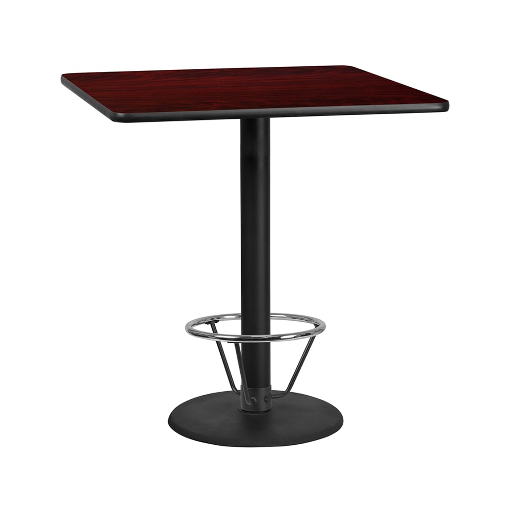 916-XM4242TR24B4CFR 42" Square Bar Height Table - Mahogany Laminate Top, Cast Iron Base