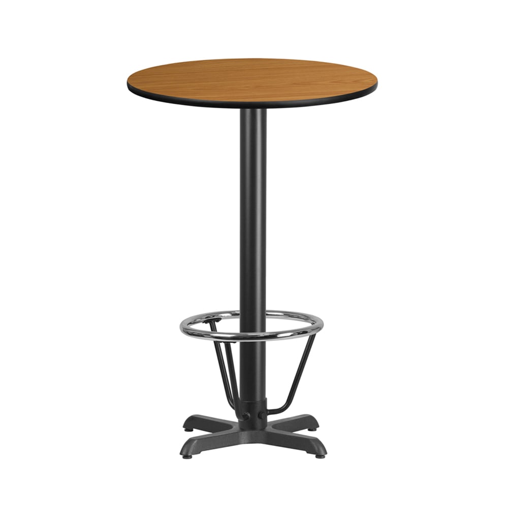 916-XR24NT2222B3CFR 24" Round Bar Height Table - Natural Laminate Top, Cast Iron Base