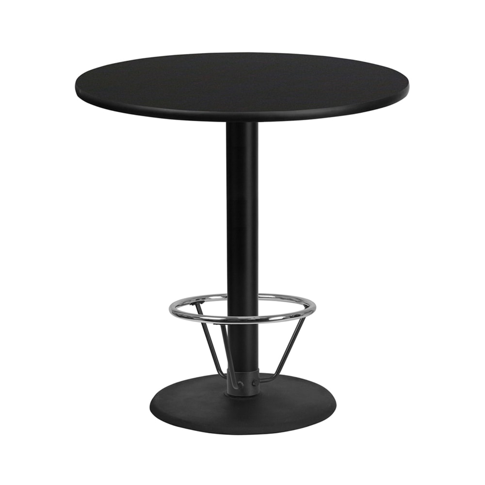 Flash Furniture XU-RD-42-BLKTB-TR24B-4CFR-GG 42" Round Bar Height Table - Black Laminate Top, Cast Iron Base