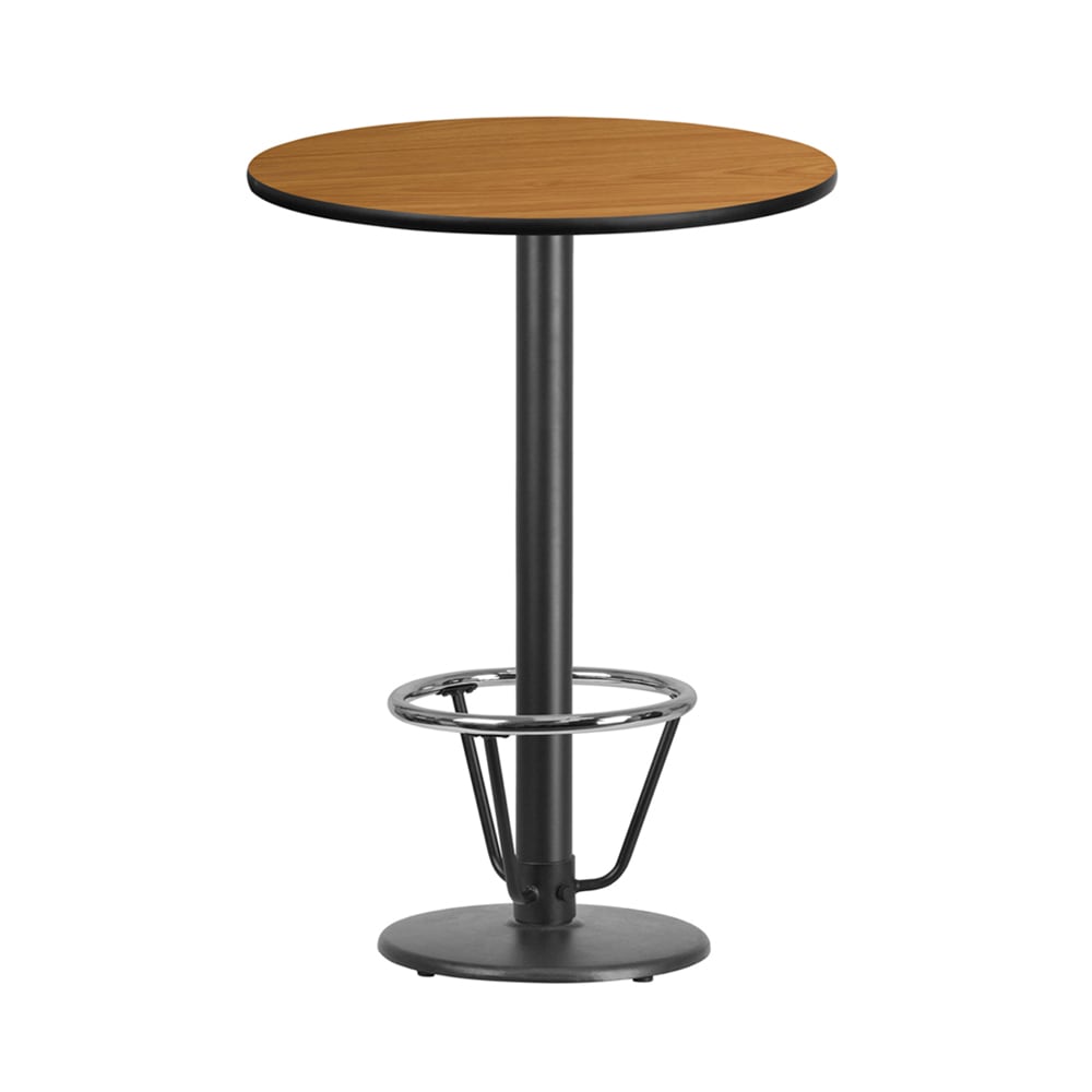 916-XR30NTR18B3CFR 30" Round Bar Height Table - Natural Laminate Top, Cast Iron Base