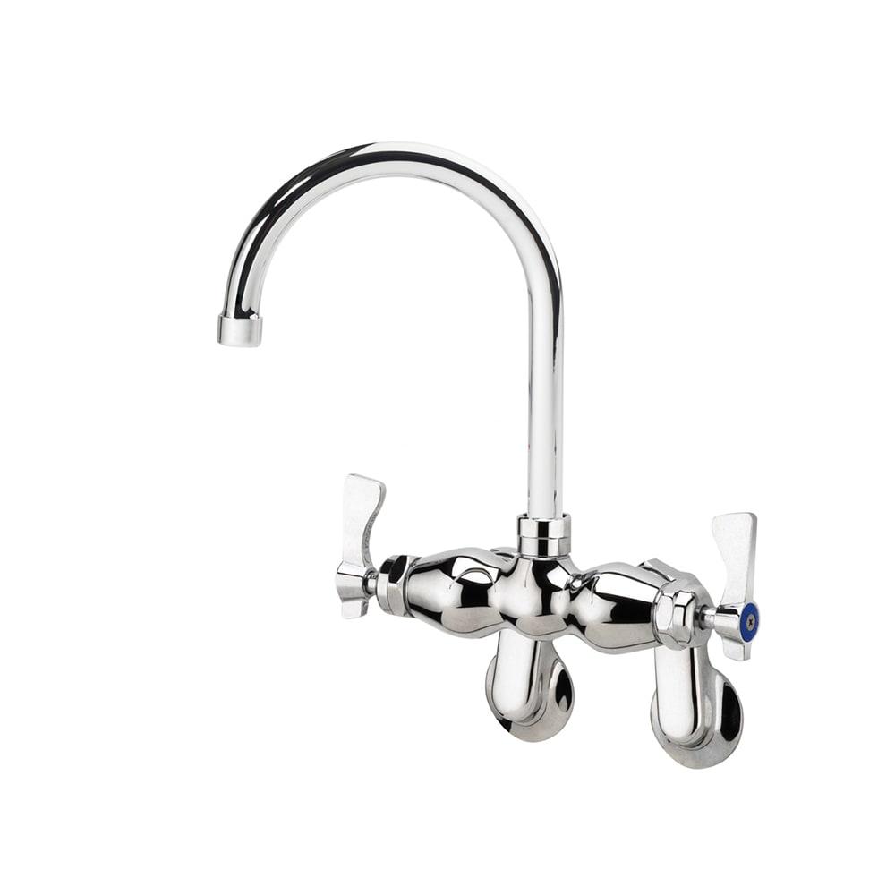 381-15601L Splash Mount Faucet w/ 6" Gooseneck Spout & Lever Handles - Adjustable Center...