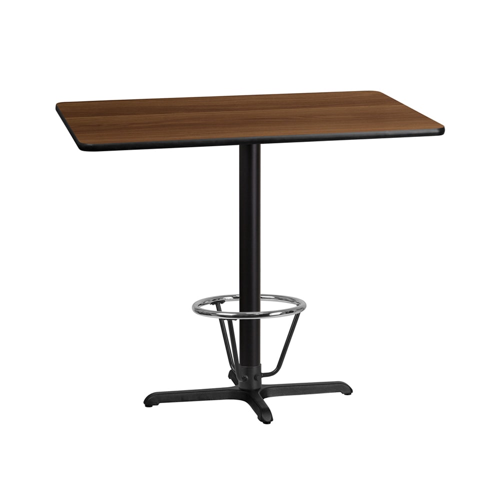 916-XW3048T2230B3CFR Rectangular Bar Height Table w/ Walnut Laminate Top - 48"W x 30"D...