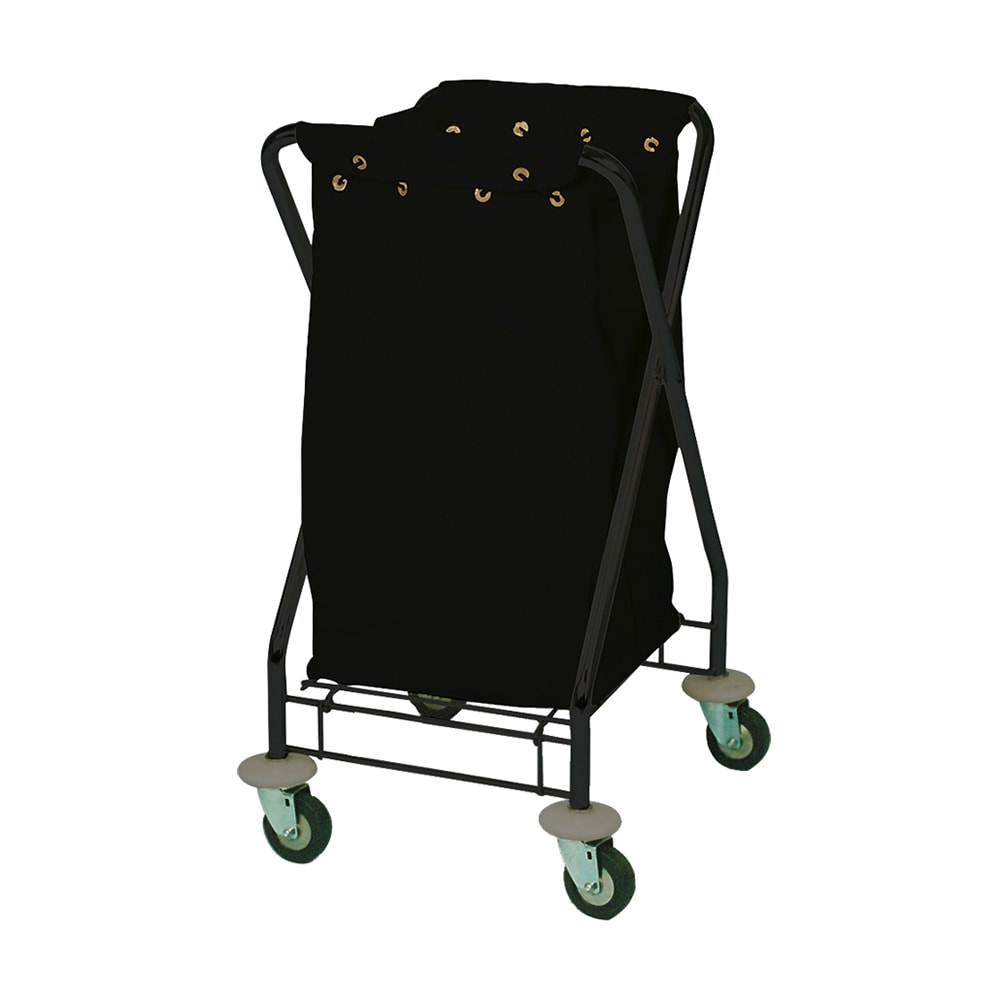 650-1128 Folding Laundry Cart w/ (4) Bushel Capacity - Black Canvas Bag, Steel Frame