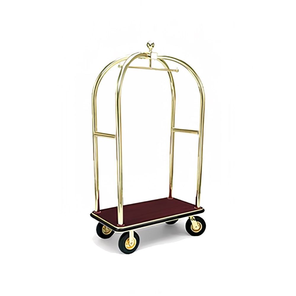650-2425 Birdcage Luggage Cart w/ (2) Push Bars & Carpeted Deck - 43"L x 24"W x 78&...